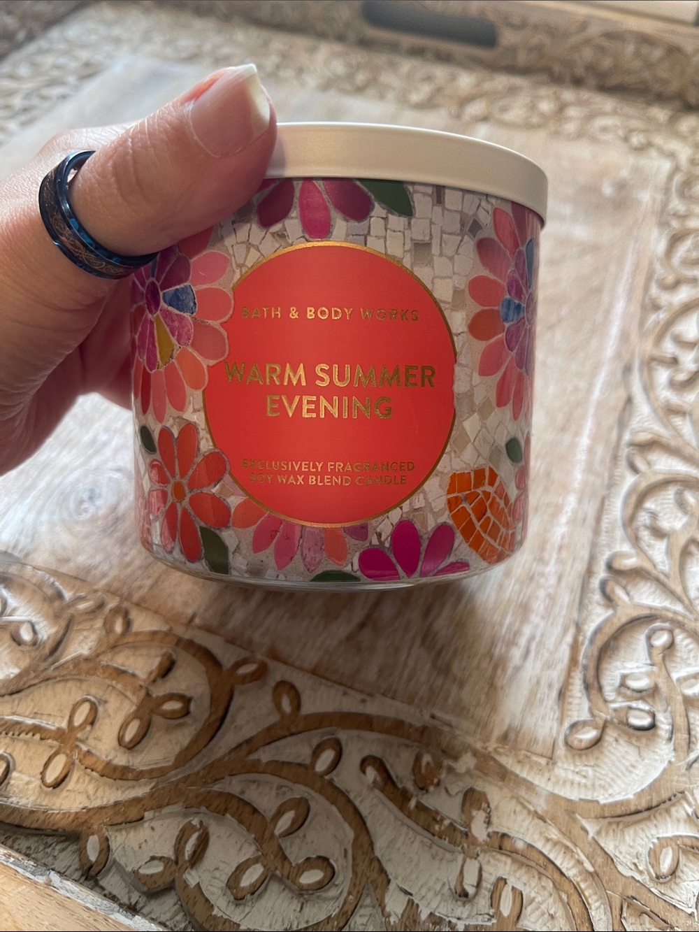 Bath & Body Works Warm Summer Evening Floral Pink Orange Candle
